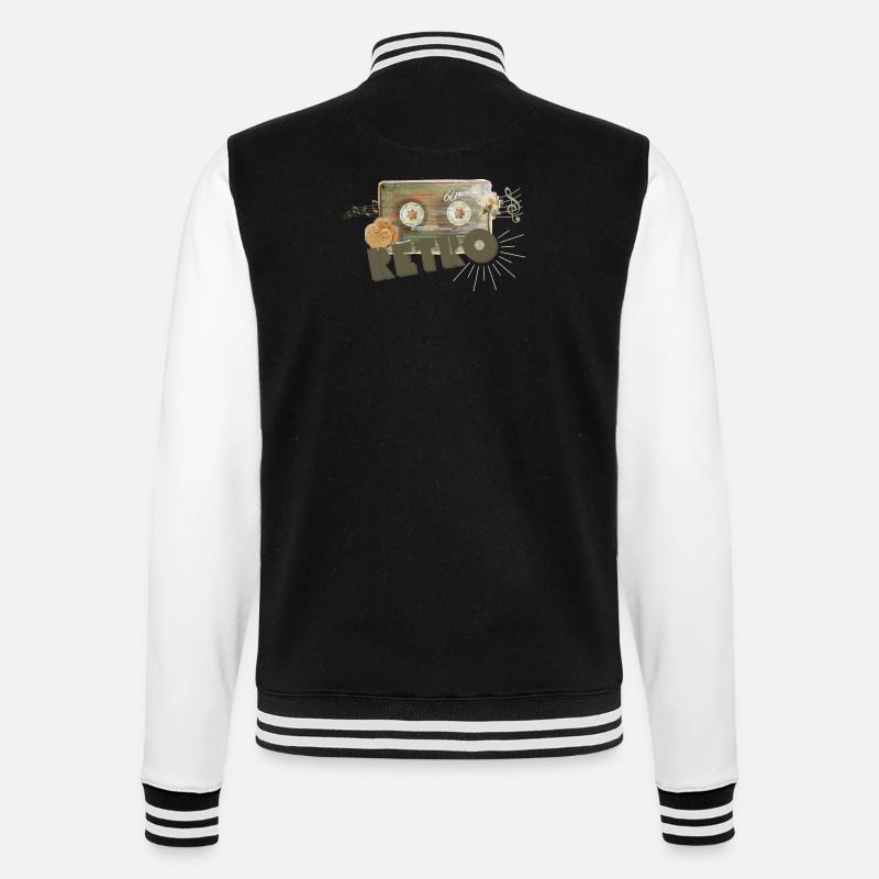 Retro Kassette Collage - College-Sweatjacke - Schwarz/Weiß