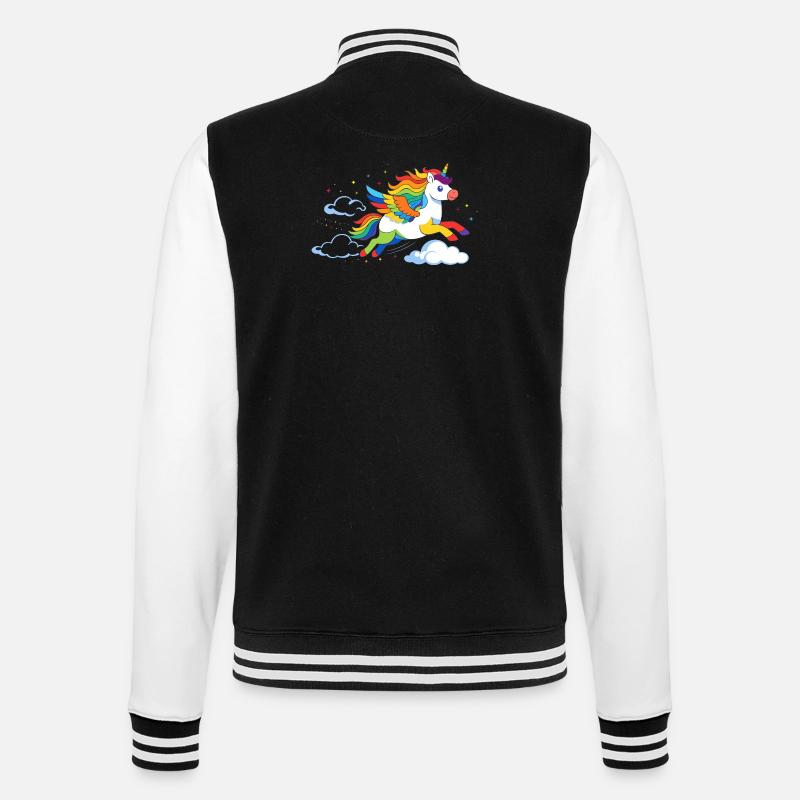 Fliegendes Regenbogen Einhorn – Magisches Motiv - College-Sweatjacke - Schwarz/Weiß