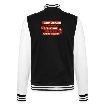Feuerwehrmann Im Ruhestand Kessel Brennt Im Garten - College-Sweatjacke - Schwarz/Weiß - Hinten - Marisol (170cm)