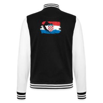 Croatian Crest Brush Flag - College Sweat Jacket - black/white - Back - Marisol (170cm)