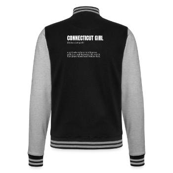 Connecticut Girl: Smart & Worthy - College-Sweatjacke - Schwarz/Grau meliert - Hinten - Marisol (170cm)