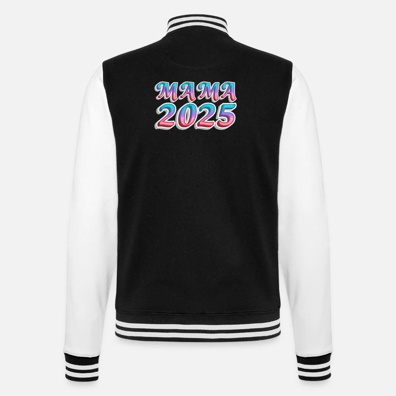 Mama 2025 Farbexplosion - College-Sweatjacke - Schwarz/Weiß