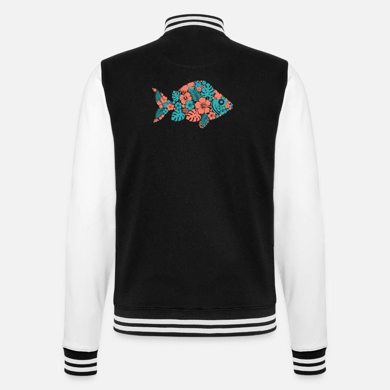 Silhouette du poisson fleur tropical - Veste Teddy - noir/blanc