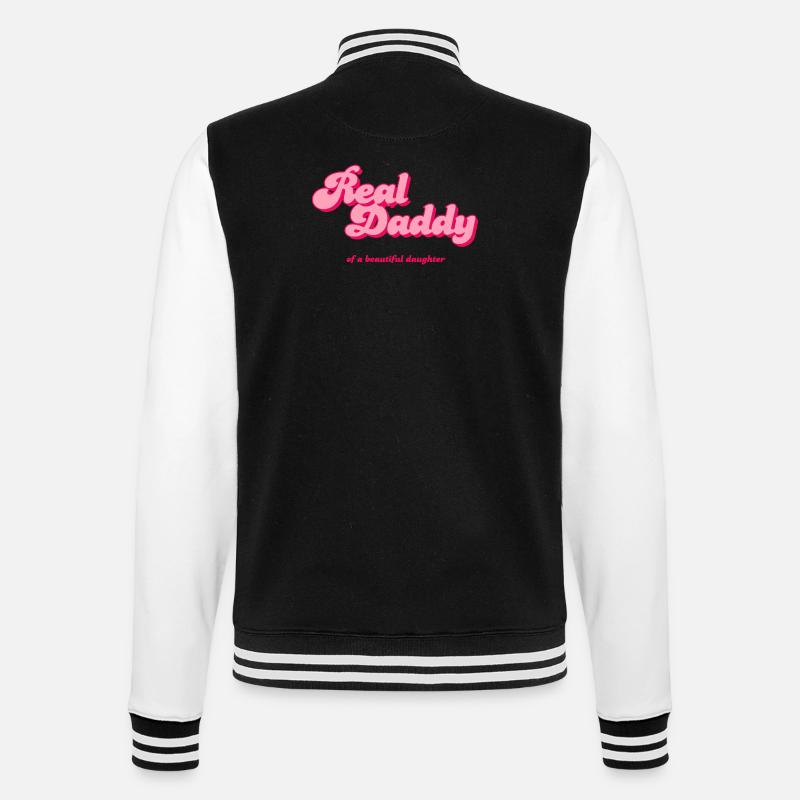 Real Daddy Pink Script Print - College Sweat Jacket - black/white