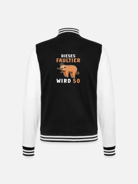 Lustiger 50 Geburtstag 50 Jahre Faultier Spruch - College-Sweatjacke - Schwarz/Weiß