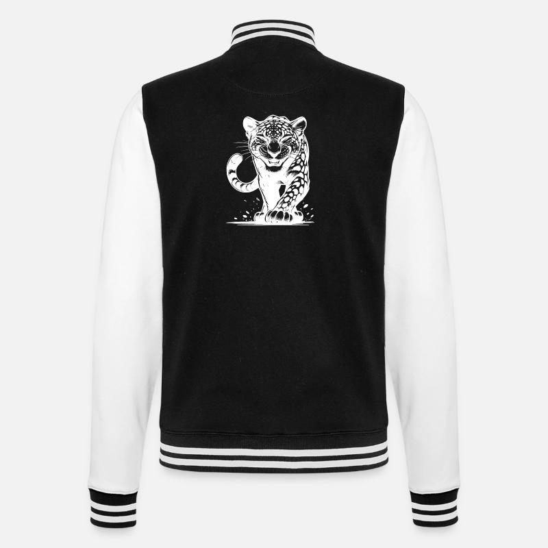 Listiger Leopard jagend mit Flecken - College-Sweatjacke - Schwarz/Weiß