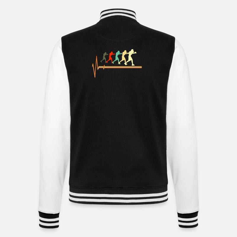 Boxing Heartbeat Evolution Retro Fighter Design - College-Sweatjacke - Schwarz/Weiß