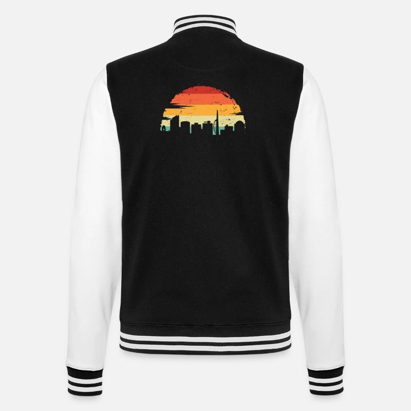 Sunset Skyline Retro Gradient - College Sweat Jacket - black/white