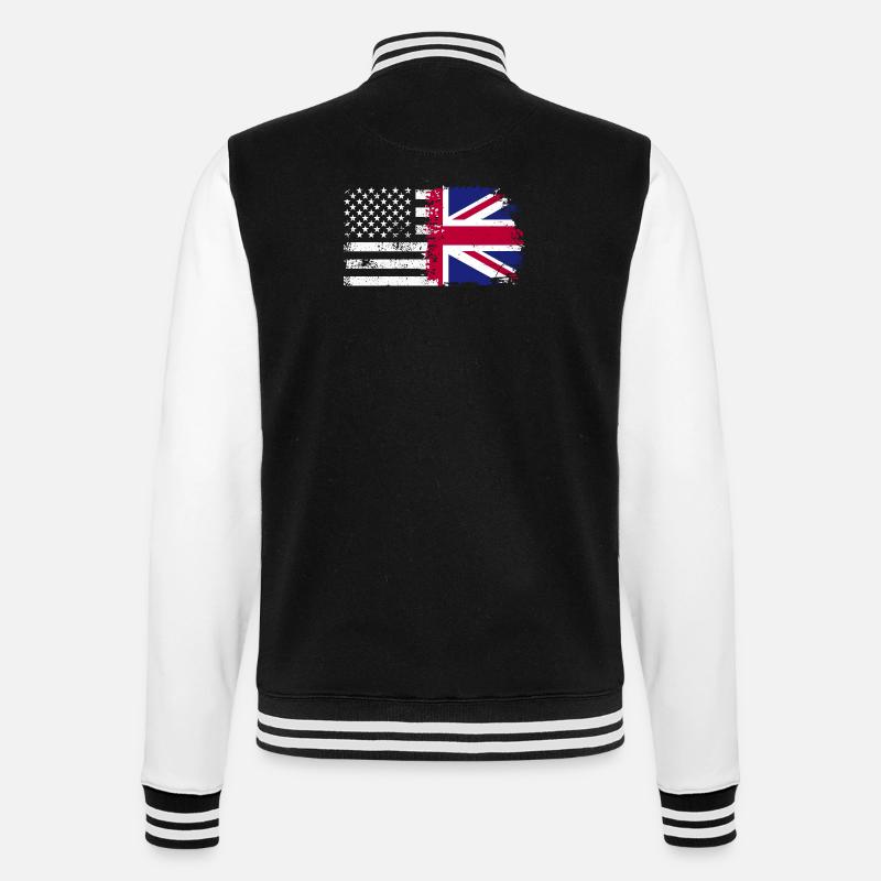 Grunge États-Unis Royaume-Uni Drapeau Mashup - Veste Teddy - noir/blanc