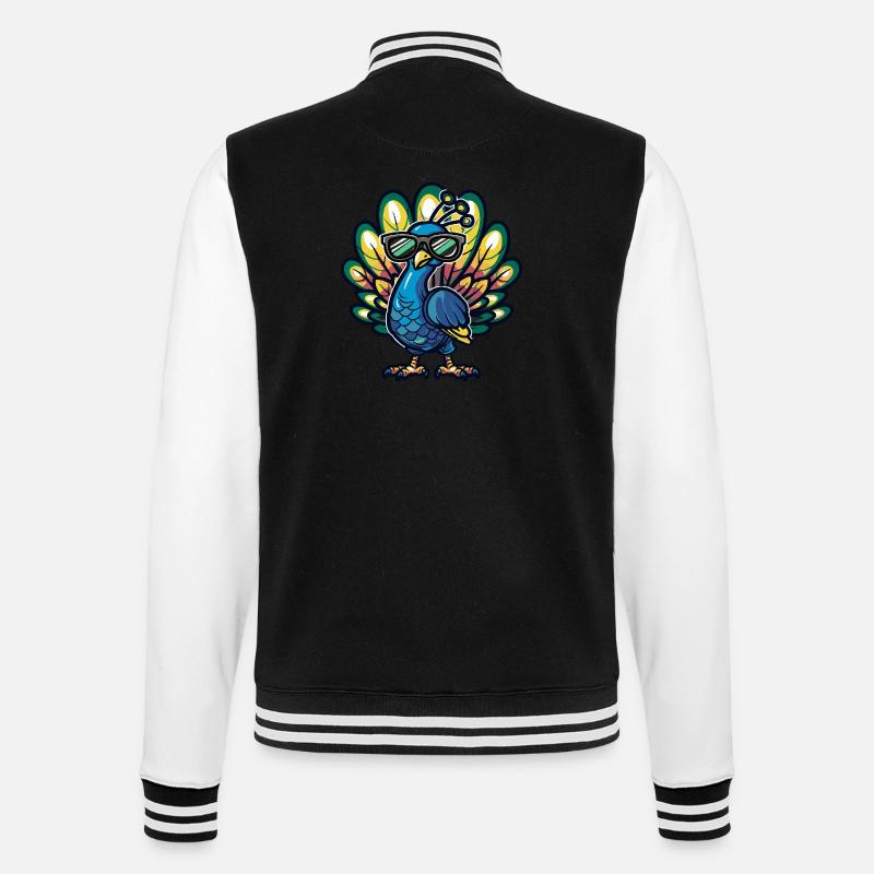 Pfau Vogel Cool Comic - College-Sweatjacke - Schwarz/Weiß