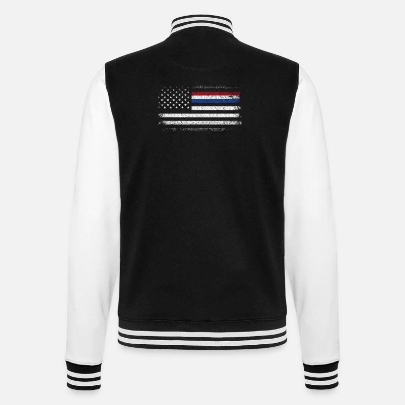 Drapeau américain robuste avec accent bleu - Veste Teddy - noir/blanc