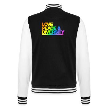 Typo Love Peace Diversity Rainbow - College Sweat Jacket - black/white - Back - Marisol (170cm)
