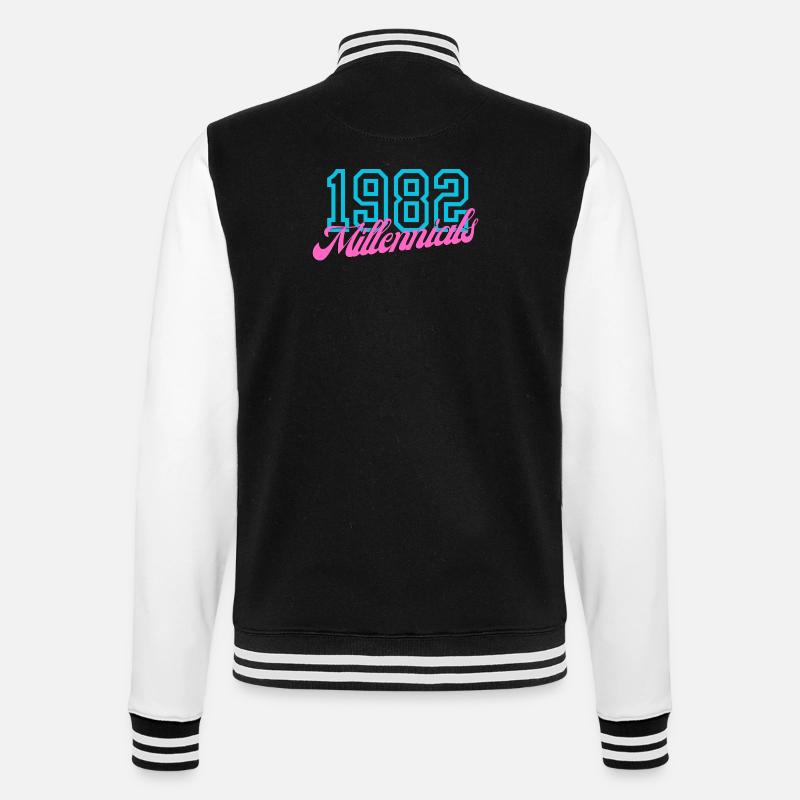 1982 Millennial Retro Numeric Design - College Sweat Jacket - black/white