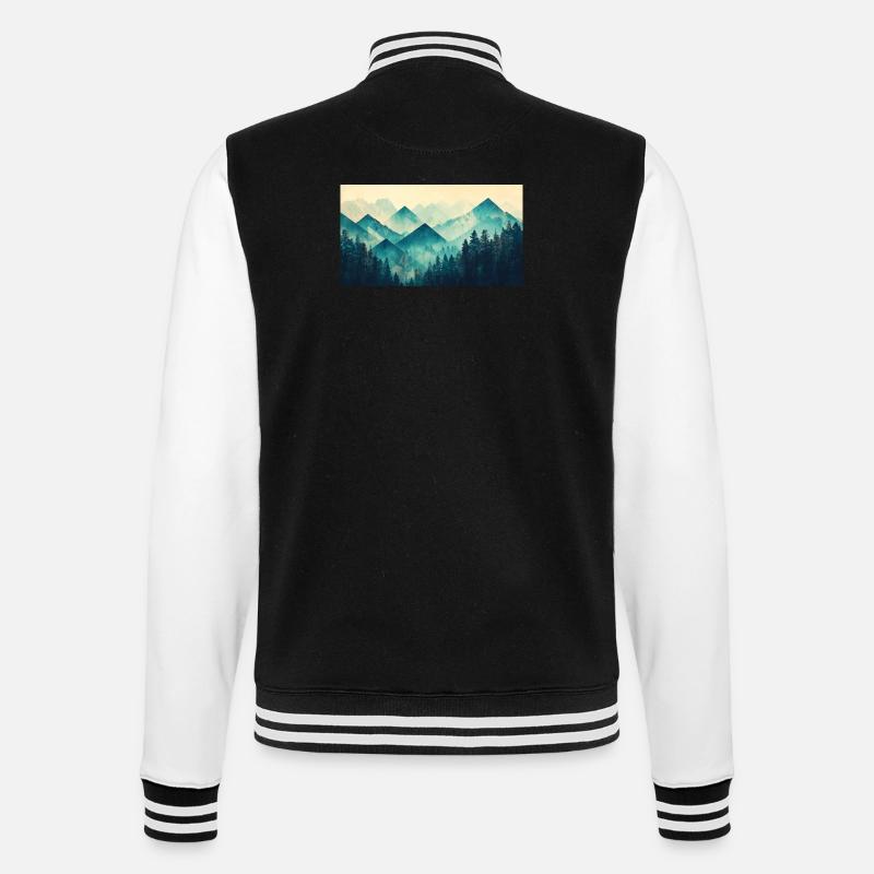 Wald Berge - College-Sweatjacke - Schwarz/Weiß
