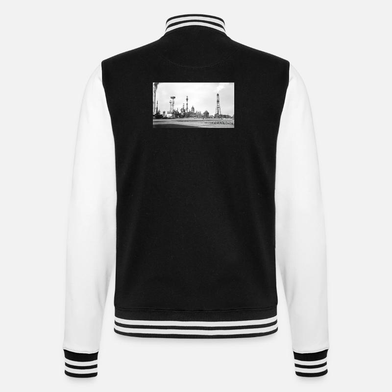 Industrielle Dampflandschaft Retro - College-Sweatjacke - Schwarz/Weiß