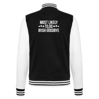 Most Likely Irish Goodbye - College Sweat Jacket - black/white - Back - Marisol (170cm)