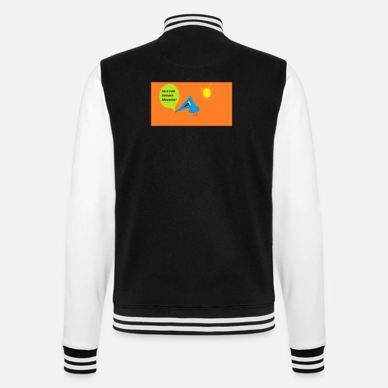 Vogel mit Einhorn-Sprechblase - College-Sweatjacke - Schwarz/Weiß