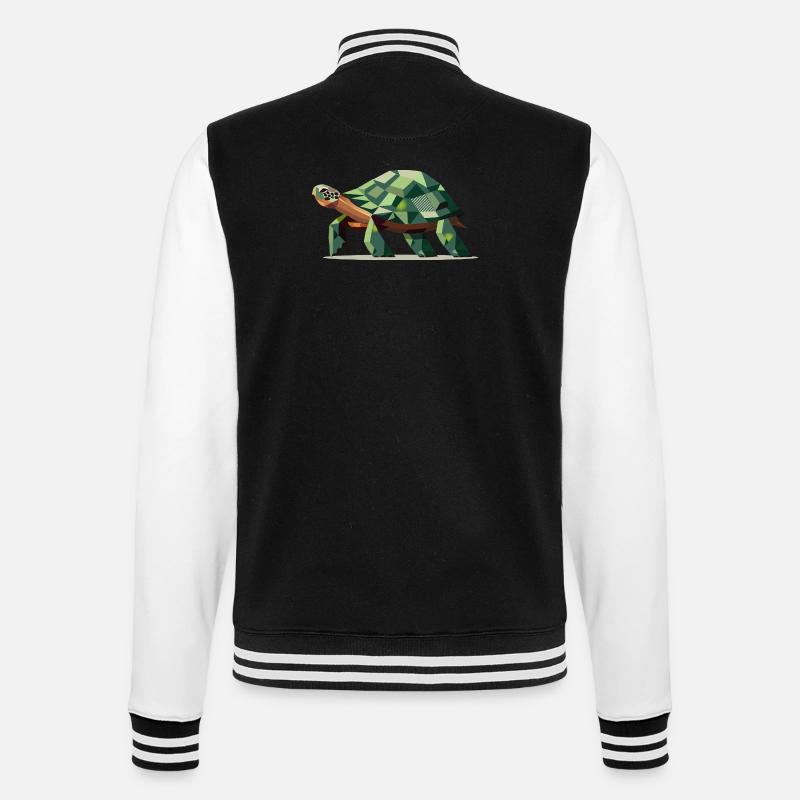 Stylized turtle in polygonal design - College Sweat Jacket - black/white