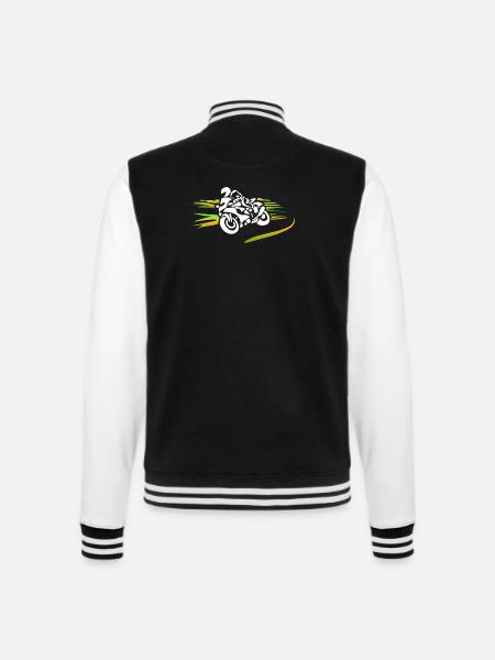 Motorrad Silhouette farbige Streifen - College-Sweatjacke - Schwarz/Weiß
