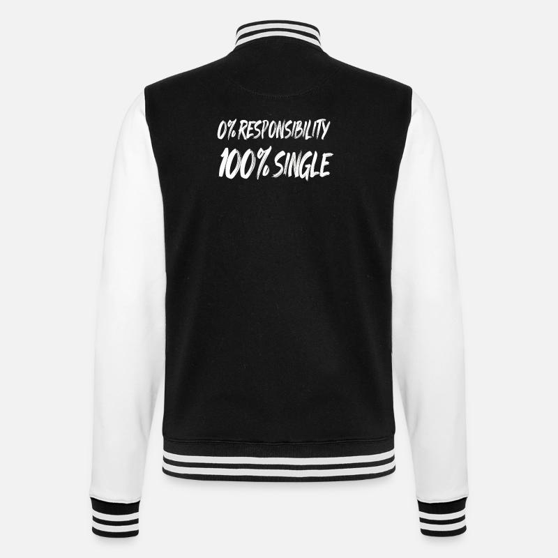 0% Responsibility 100% Single - College Sweat Jacket - black/white