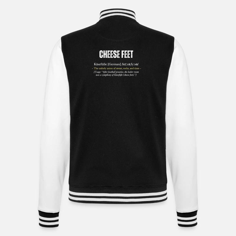 "Cheese Feet" definition with wit - College Sweat Jacket - black/white