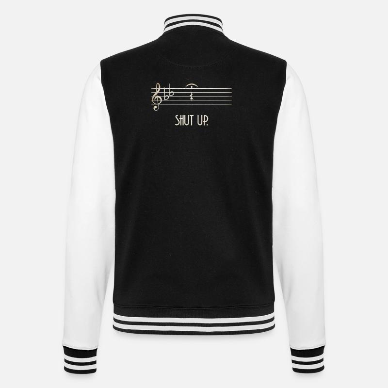 Silence through Notenauge shut up quotes - College Sweat Jacket - black/white