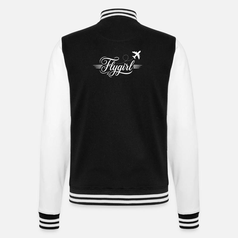 Flygirl Script with Airplane Flourish - College Sweat Jacket - black/white
