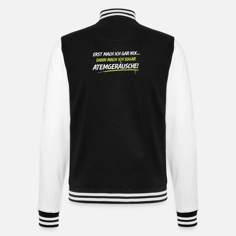 Atemgeräusche Neon-Spruch - College-Sweatjacke - Schwarz/Weiß