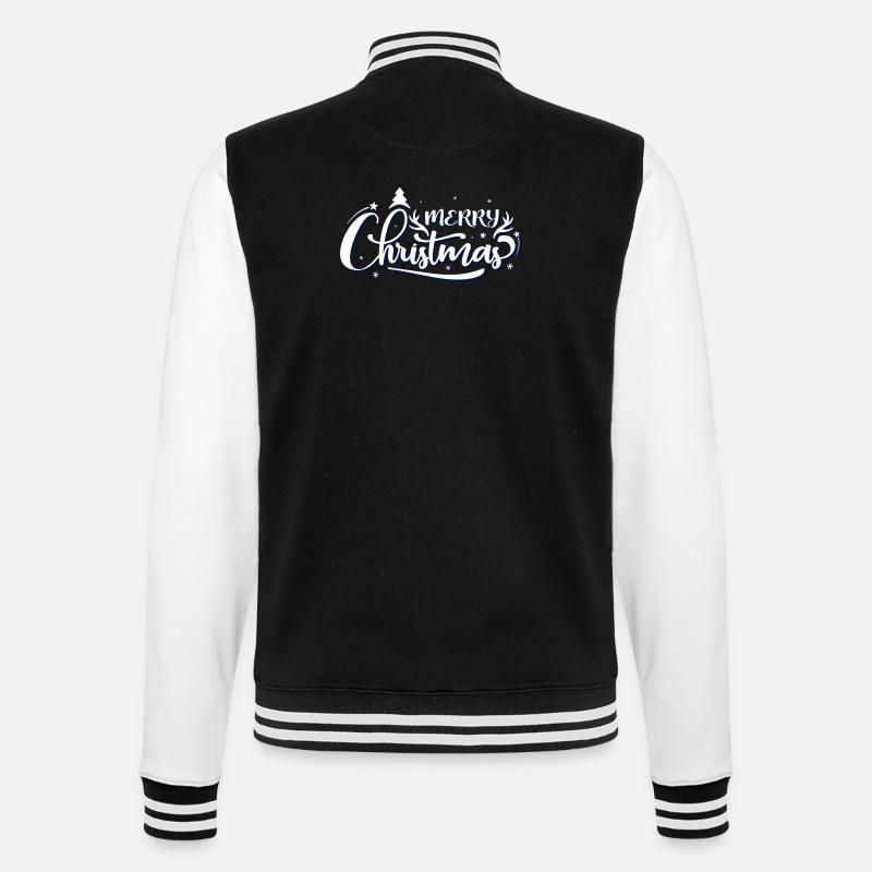 Ornate Merry Christmas Script - College Sweat Jacket - black/white