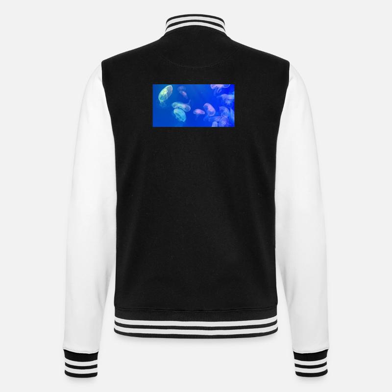 Blue jellyfish pattern - College Sweat Jacket - black/white