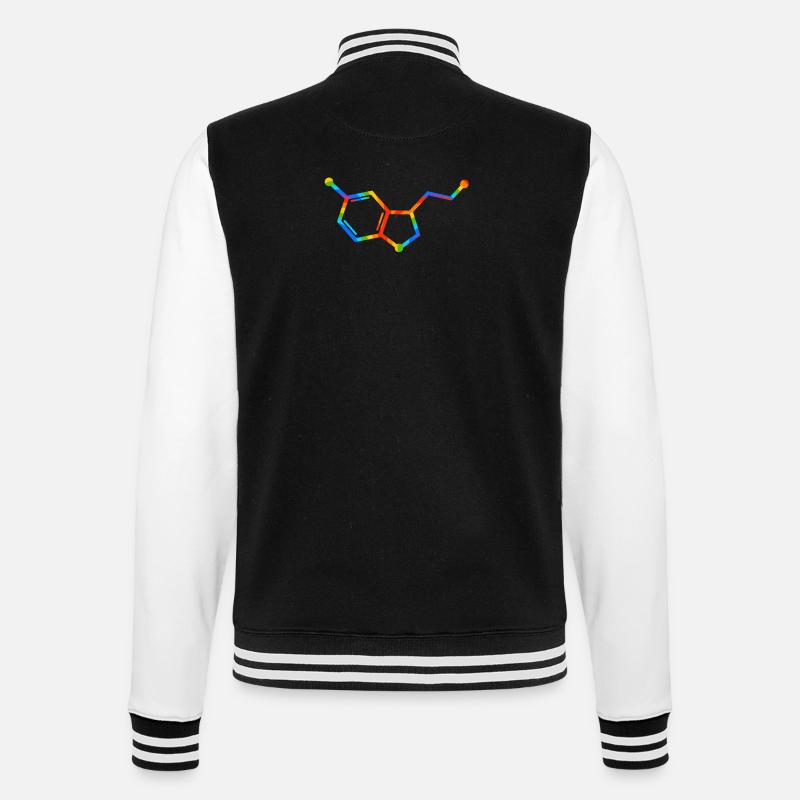 Rainbow Molecule Geometry - seratonin - College Sweat Jacket - black/white