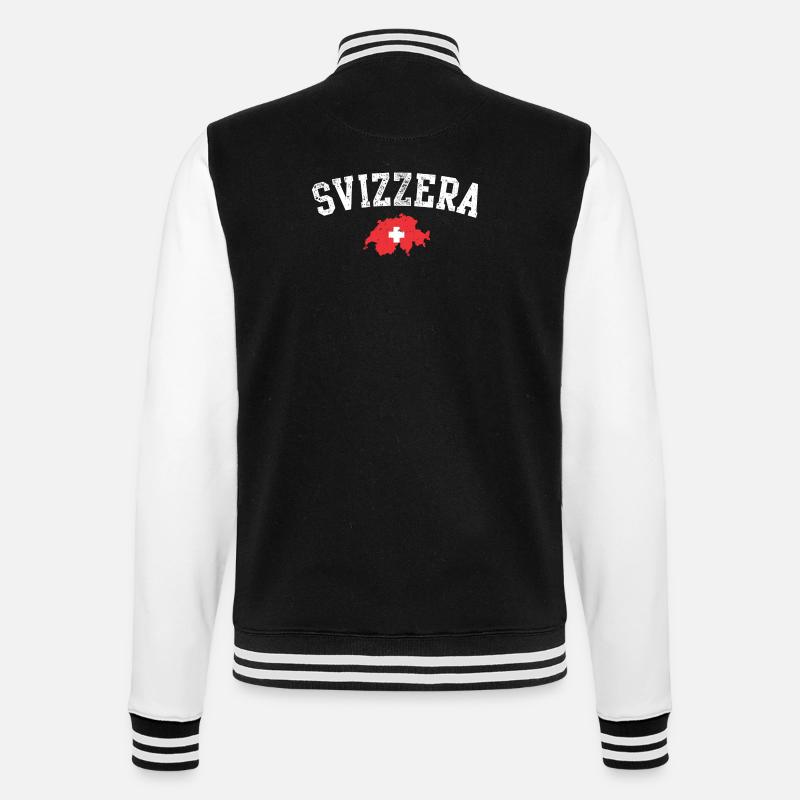Swiss Map Emblem Crest - College Sweat Jacket - black/white