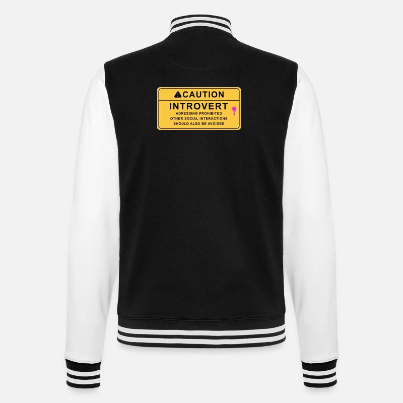 Caution Introvert - College Sweat Jacket - black/white