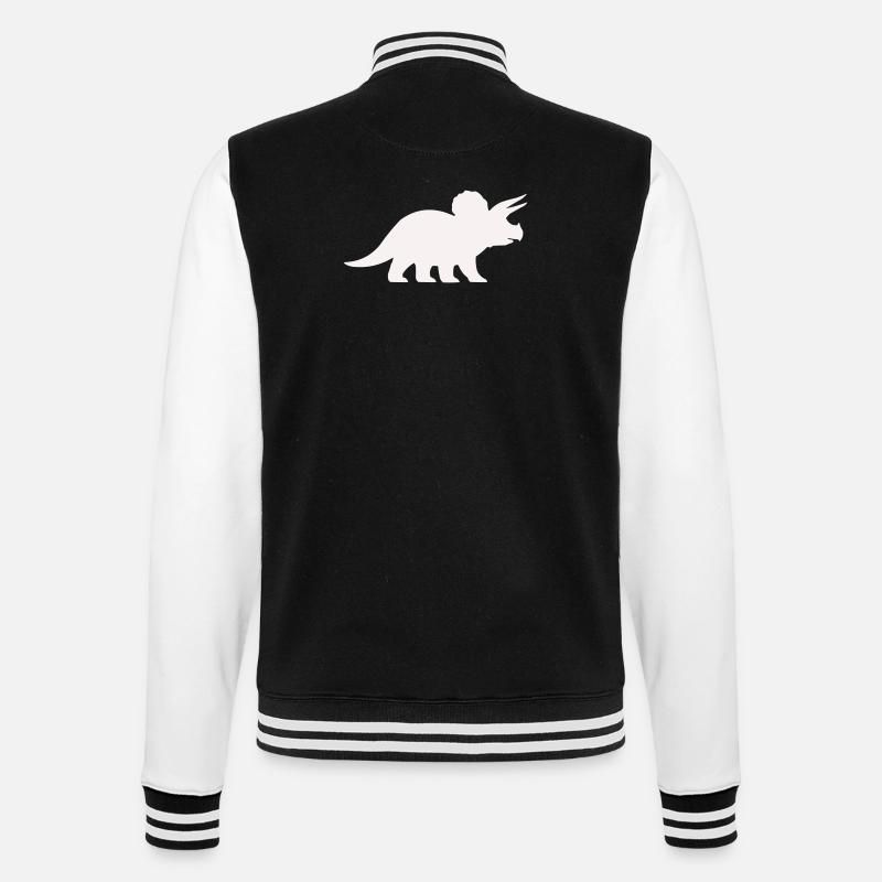 Triceratops Silhouette – Minimal-Dino - College-Sweatjacke - Schwarz/Weiß