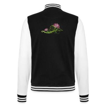 Lotusblüte, Blume, Ranke und Blätter. Lotus. - College-Sweatjacke - Schwarz/Weiß - Hinten - Marisol (170cm)