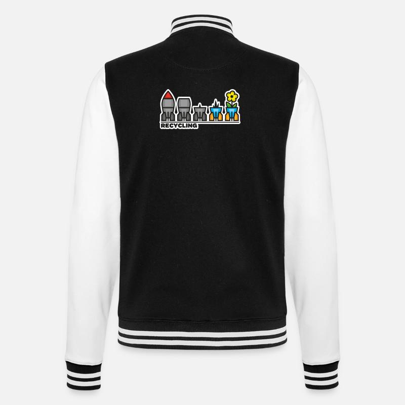 guerre, paix, fleur - Veste Teddy - noir/blanc