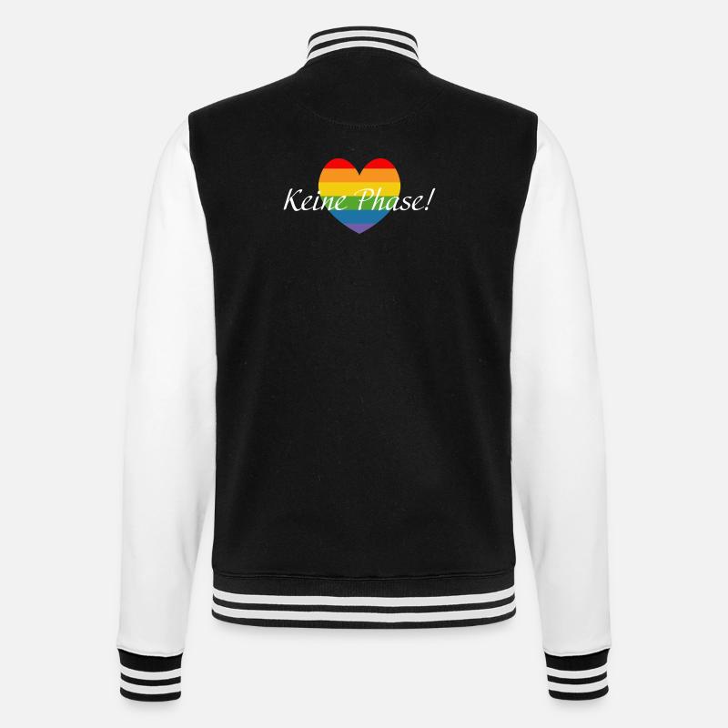 Regenbogenherzchen LGBTQ Keine Phase - College-Sweatjacke - Schwarz/Weiß