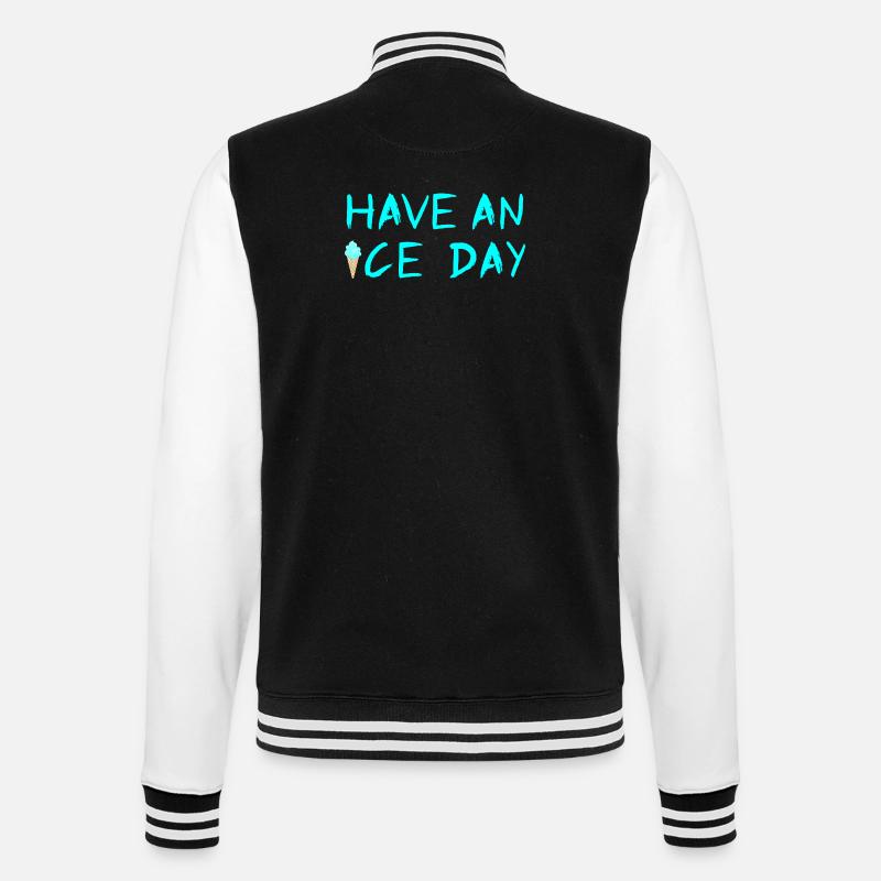 Eis Eiscreme coole Sprüche Sommerzeit Fan - College-Sweatjacke - Schwarz/Weiß