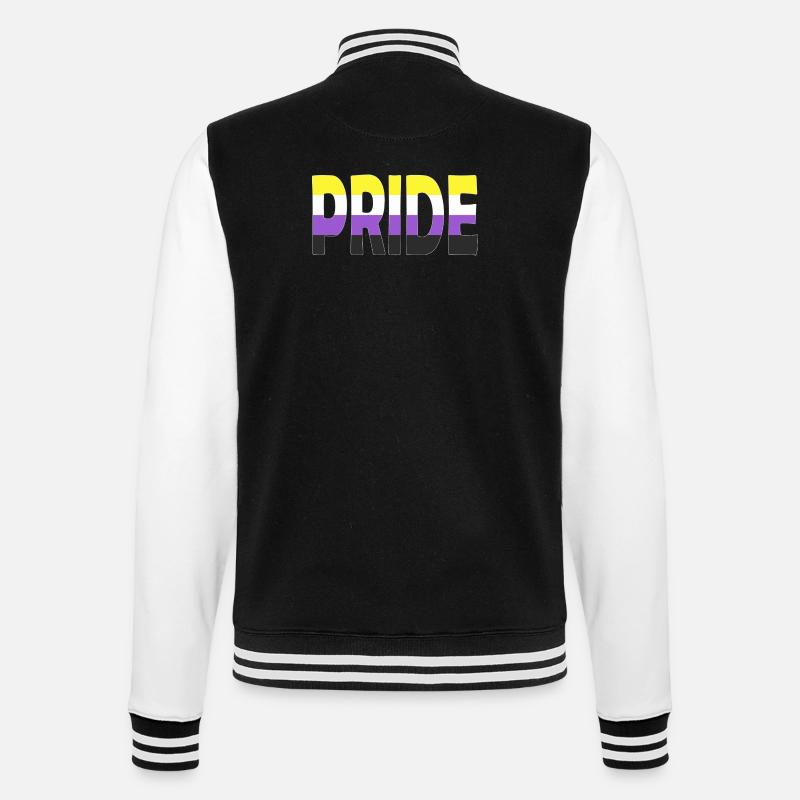 Pride Schriftzug Non-Binary Nichtbinär LGBTQ - College-Sweatjacke - Schwarz/Weiß