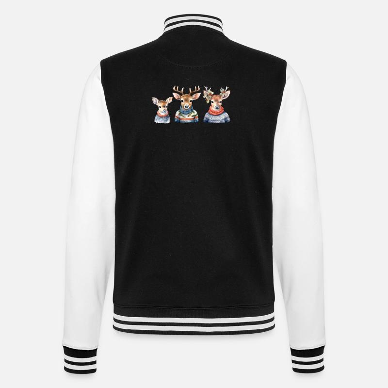 Winterhirsche Pullover-Trio - College-Sweatjacke - Schwarz/Weiß