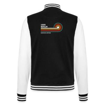 Berlin Retro Shirt Zip Code 1000 Zip Code Souvenir - College Sweat Jacket - black/white - Back - Marisol (170cm)