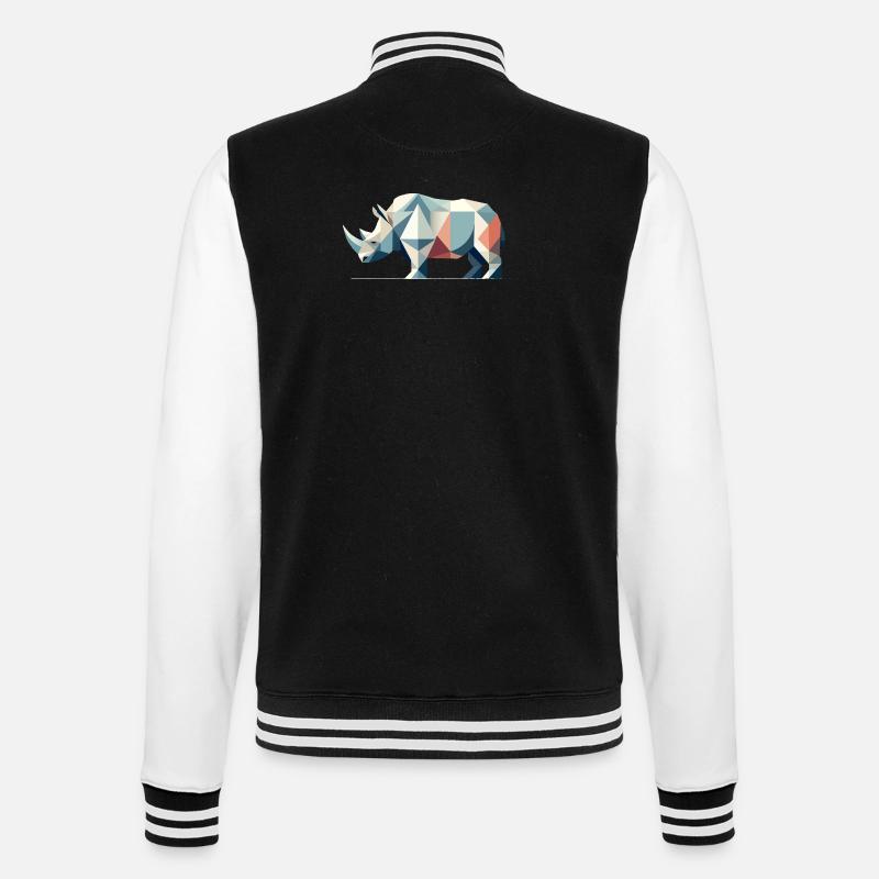Geometric Rhinoceros – Powerful Elegance - College Sweat Jacket - black/white