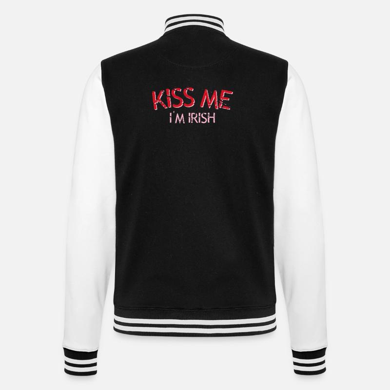 Küss mich, ich bin Ire - College-Sweatjacke - Schwarz/Weiß