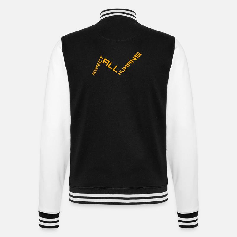 Respect All Humans Statement Menschlichkeit Spruch - College-Sweatjacke - Schwarz/Weiß
