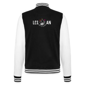 Les Bee An,Lesbischer lustiger Stolz - College-Sweatjacke - Schwarz/Weiß - Hinten - Marisol (170cm)