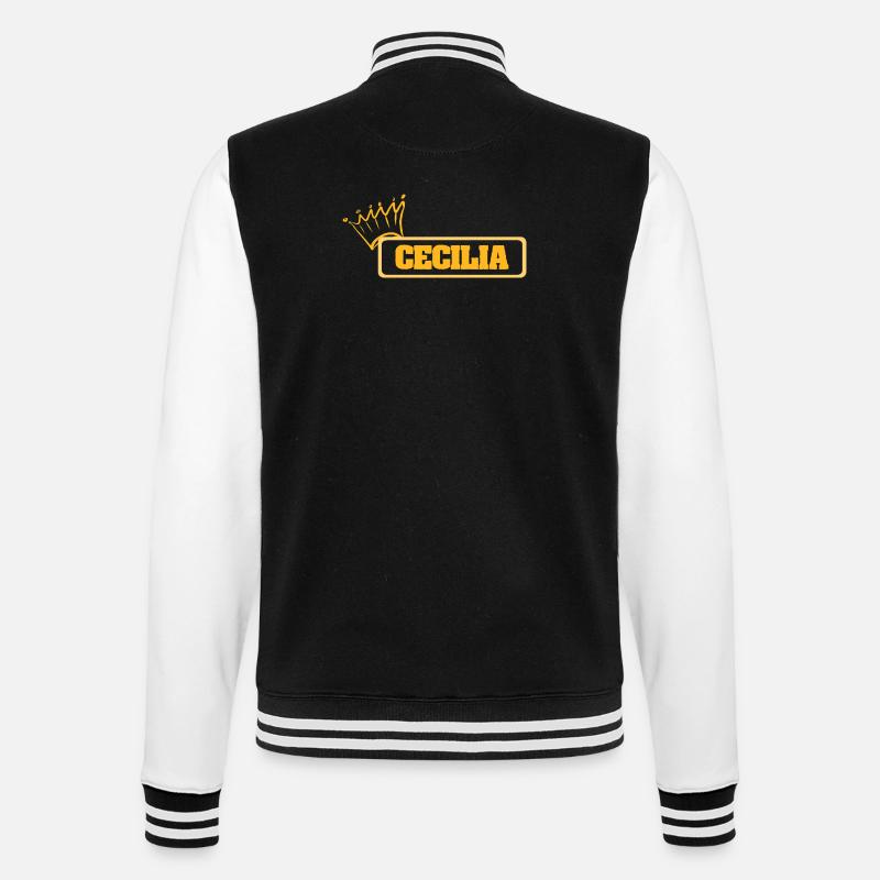 Cecilia als Name - College-Sweatjacke - Schwarz/Weiß