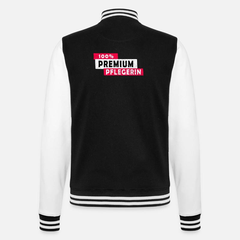 100% Premium Pflegerin Design / Geschenkidee - College-Sweatjacke - Schwarz/Weiß