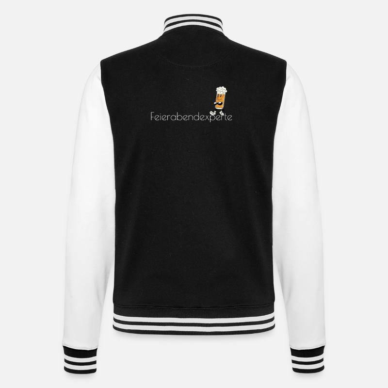 Feierabendexperte Bierheld Cartoon - College-Sweatjacke - Schwarz/Weiß