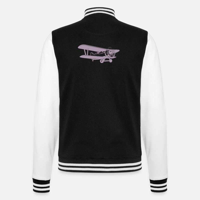 Doppeldecker Pilot Retro Minimalistisch - College-Sweatjacke - Schwarz/Weiß