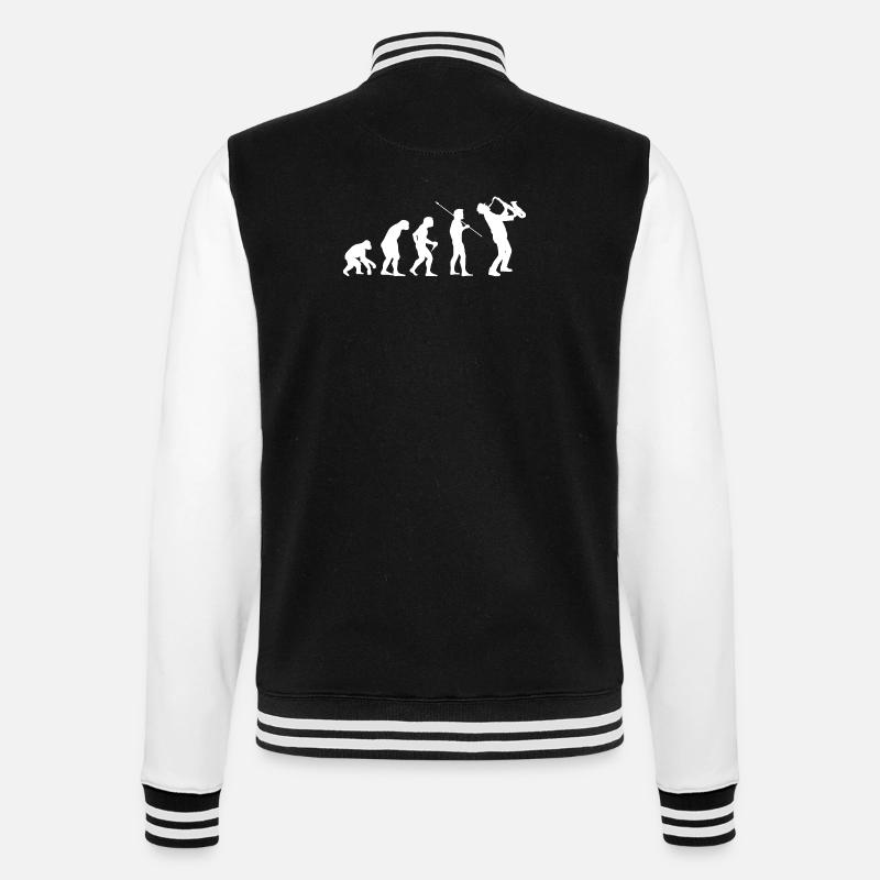 Evolution to Saxophonist Music Gift - College Sweat Jacket - black/white